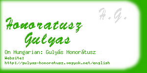 honoratusz gulyas business card